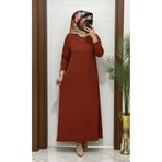MODA ALMİRA F10 K 100 KİREMİT ÇAPRAZ ÇIMALI TAŞLI ELBİSE