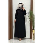 MODA ALMİRA F10 K 80 SİYAH ÇAPRAZ ÇIMALI TAŞLI ELBİSE