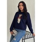 MODA AMORE Ayıcıklı Kazak V2 - Kadın Triko Kazak Standart Beden (Lacivert, Standart)