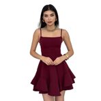 MODA AMORE İnce Askılı Eteği Volanlı Bordo Mini Mezuniyet Elbisesi 102, Bordo, L