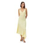 Moda Amore Işıltılı Sarı İp Askılı V Yaka Sırt Dekolteli Şık Gece Abiye Elbise - 001 Sarı 36