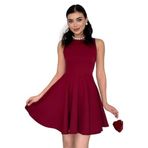 MODA AMORE Kolsuz Fırfırlı Etekli Gizli Cepli Mini Balo & Mezuniyet Abiye Elbise 165, Bordo, L