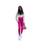 MODA AMORE Neon Renklerde Yüksek Bel Dikişsiz Kadın Tayt - 501, Fuşya, L
