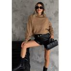 MODA AMORE Yarım Balıkçı Yaka Standart Beden Kadın Triko Kazak - 108, Camel, Standart