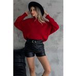 MODA AMORE Yarım Balıkçı Yaka Standart Beden Kadın Triko Kazak - 108, Kırmızı, Standart