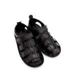 Moda Anna %100 Hakiki Deri Burnu Kapalı Erkek Sandalet Siyah