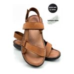Moda Anna Hakiki Gerçek Deri Cırtlı Erkek Sandalet Taba