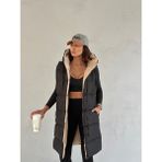 Moda Armanc Çift Taraflı Kapüşonlu Uzun Şişme Yelek - 001 Siyah - XL