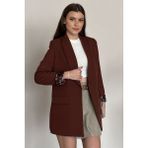 Moda Armanc Kadın Blazer Ceket Oversize Uzun | Lepoar Astarlı Klasik Şık Ofis & Günlük - XL - Kahverengi