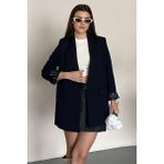 Moda Armanc Kadın Blazer Ceket Oversize Uzun | Lepoar Astarlı Klasik Şık Ofis & Günlük - XL - Lacivert