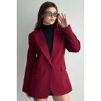moda armanc Kadın Bordo Düğmeli Oversize Blazer Ceket