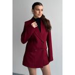 Moda Armanc Kadın Düğme Detaylı Oversize Blazer Ceket - Bordo