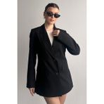 Moda Armanc Kadın Düğme Detaylı Oversize Blazer Ceket - XL - Siyah