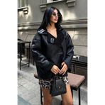moda armanc Kadın İçi Kürklü Oversize Süet Deri Mont - Peluş Astarlı Else Kışlık Ceket
