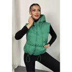 moda armanc Kadın Kapüşonlu Kısa Şişme Yelek – Dolgulu, Kışlık, Spor Günlük, Su itici