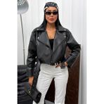 Moda Armanc Kadın Kemerli Oversize Crop Deri Ceket - Yeni Sezon Biker Deri Ceket - Siyah