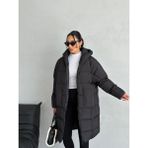 Moda Armanc Kadın Siyah Kapüşonlu Şişme Uzun Yarasa Mont - Standart - 01-Siyah
