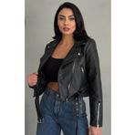 moda armanc Kemerli Siyah Crop Deri Ceket