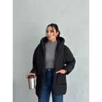 Moda Armanc Puffer Yarasa Şişme Oversize Kadın Mont - 01-Siyah