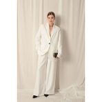 Moda Atlas Kumaş Oversize Kadın Beyaz Ceket Xl Beyaz