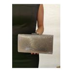 MODA BEEGİ KADIN YILAN DERİ GÖRÜNTÜLÜ PLATİN ABİYE CLUTCH GECE ZİNCİRLİ DÜĞÜN ÇANTASI