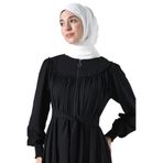 Moda Berel - Robalı Manşeti Gipe Detaylı Çift Cepli Mihrimah Ferace (Siyah, 1)