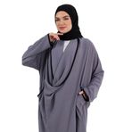 Moda Berel - Salaş Dökümlü Cepli Fenomen Çapraz Tunik (Gri, Standart)