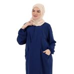 Moda Berel - Salaş Dökümlü Cepli Fenomen Çapraz Tunik (Lacivert, Standart)