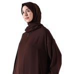 Moda Berel - Şalı ile Birleşik Kese Hediyeli Cepli Manşeti Lastikli Luabe Namaz Ferace (Acı Kahve, 1)