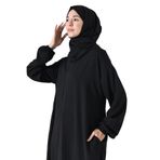 Moda Berel - Şalı ile Birleşik Kese Hediyeli Cepli Manşeti Lastikli Luabe Namaz Ferace (Siyah, 1)