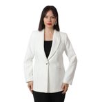 Moda Berray 1904 Beyaz Fermuarlı Cep Aksesuarlı Kadın Büyük Beden Blazer Ceket beyaz-+50