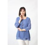 Moda Berray 1934 Kolyeli Şifon Büyük Beden Şık Bluz Indigo