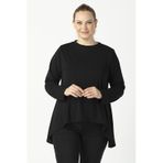 Moda Berray 2350 Siyah Esnek Asimetrik Kesim Uzun Kollu Kadın Bluz