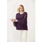 Moda Berray 28009 Mürdüm Kolları Fırfırlı Büyük Beden Kadın Bluz