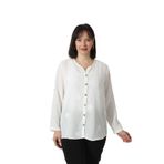 Moda Berray 2B-069 KOLU APOLETLİ BÜYÜK ÇİÇEK DESENLİ PAMUK KETEN KADIN BÜYÜK BEDEN BEYAZ GÖMLEK BEYAZ-48