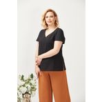 Moda Berray 3204 Siyah Fistolu Kısa Kollu Büyük Beden Şık Kadın Bluz
