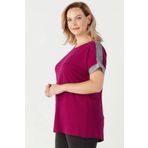 Moda Berray 3236 Violet Parlak Omuz Detaylı Esnek Büyük Beden Şık Kadın Bluz