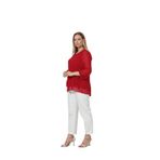 Moda Berray 3243-1 Kırmızı Kol Ucu Bağlama Detaylı Bluz KIRMIZI-44