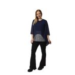 Moda Berray 4048 Şifon -Simli Dantel Kombinli Büyük Beden Bluz LACİVERT-44