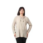 Moda Berray B-0358 KOLU APOLETLİ GÜMÜŞ SİMLİ İŞLEMELİ DESENLİ KETEN KADIN BÜYÜK BEDEN TAŞ RENGİ GÖMLEK taş rengi-44