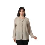 Moda Berray TB-069 KETEN KOLU APOLETLİ SIFIR YAKA BÜYÜK BEDEN TAŞ RENGİ GÖMLEK bej-48