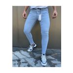 moda biz Erkek Buz Mavi Slim Fit Dar Paça Lazerli Kot Pantolon