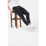 moda biz Erkek Füme Lazerli Jeans Slim Fit Dar Paça Esnek Denım Likralı Kot Pantolon