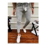 moda biz Erkek Gri Slim Fit Likralı Lazerli Kot Pantolon
