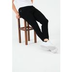 moda biz Erkek Siyah Lazerli Jeans Slim Fit Dar Paça Esnek Denım Likralı Kot Pantolon