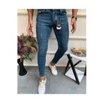 moda biz Erkek Yeşil Esnek Pamuklu Lazerli Jeans Slim Fit Dar Paça Esnek Denım Likralı Kot Pantolon