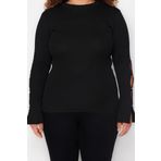 Moda Büyük Beden Balıkçı Yaka Triko Fit Düz Desen Casual Günlük Regular Uzun Kol Bluz