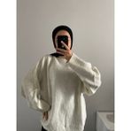 Moda Çağdaş Oversize Yarasa Kol Triko Kazak - 02S-Bej - Standart