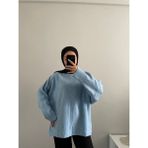 Moda Çağdaş Oversize Yarasa Kol Triko Kazak - 05T-Mavi - Standart