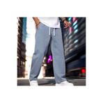 moda camiya Bel Kordonlu Lastikli Erkek Baggy Mavi Jans Rahat Kesim Bol Paça Düz ve Tam Kalıp 5006 Model